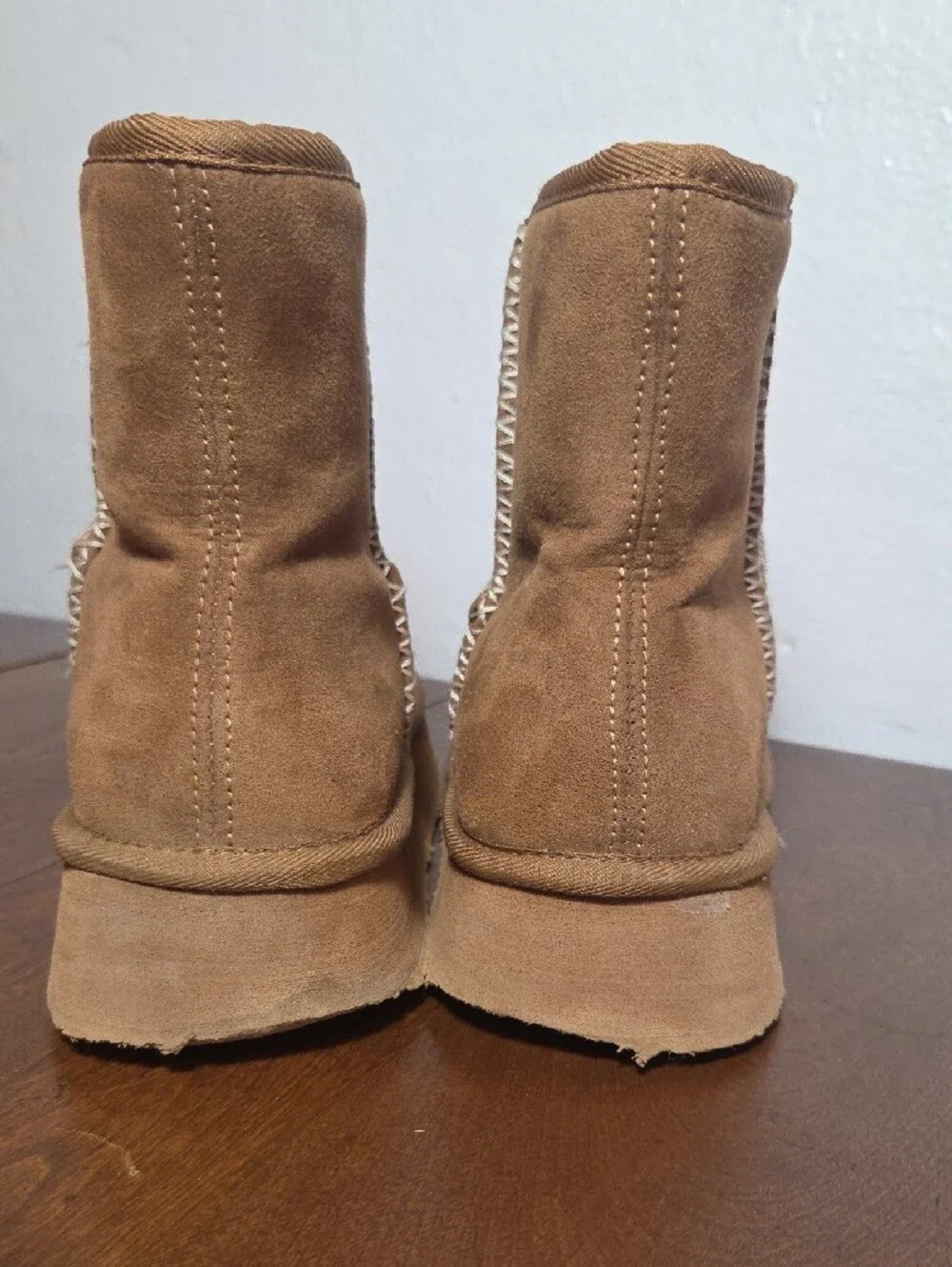 Arizona Jean Company Women's Chestnut Faux Suede Shearling Boots 11 M Platform